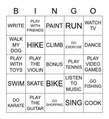 WHAT DO YOU DO? Bingo Card
