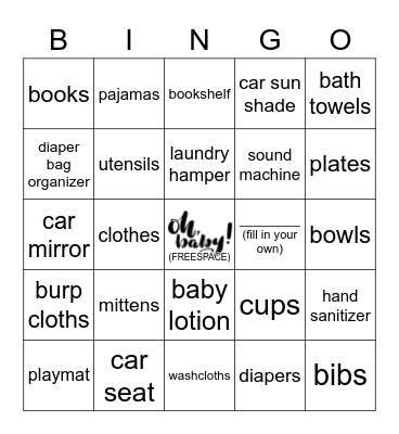 B a b y   S h o w e r Bingo Card