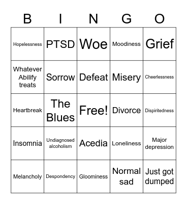 Dive Bar Bingo Card