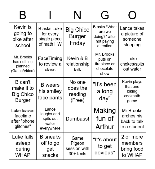 Updogs Bingo Card