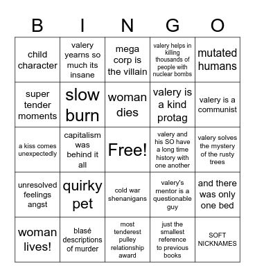 The Half Life of Valery K Bingo Card