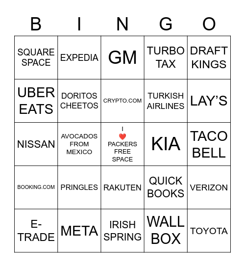 FOOTBALL ADs Bingo Card