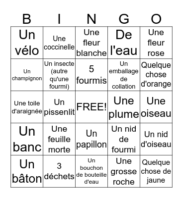 Bingo Nature Bingo Card