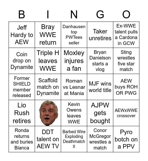 Wrestling Bingo 2022 Bingo Card