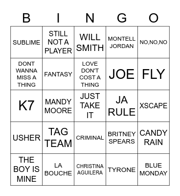 I LOVE THE 90'S Bingo Card