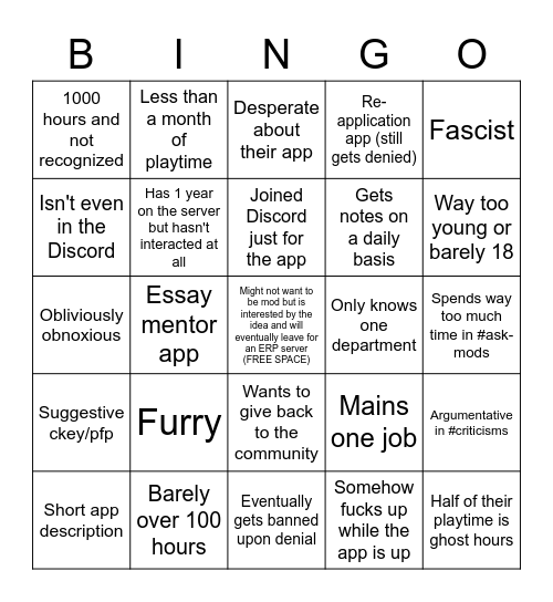 Fulp Mentor App Bingo Card