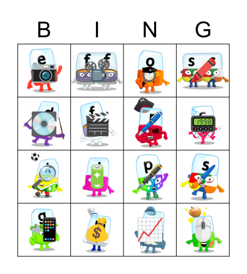 Alphablocks Phase 2 Bingo Card