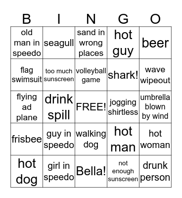 Poodle Beach Blanket Bingo Card