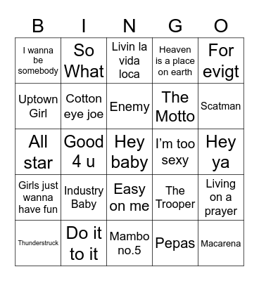 Holdeplassens Musikkbingo Card