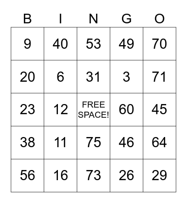 Bingo Card