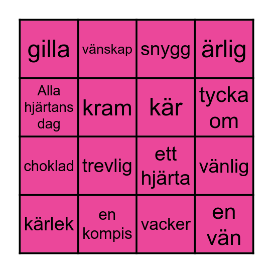 Alla hjärtans dag bingo Card