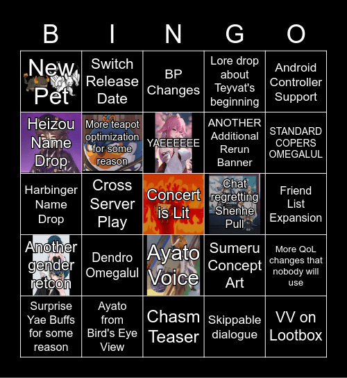 2.5 Livestream Bingo Card