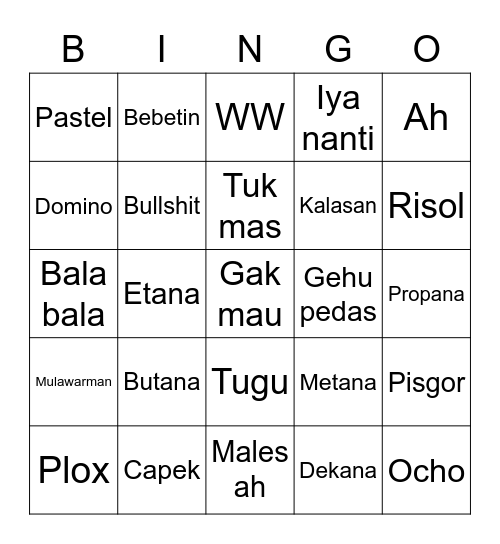 NARA Bingo Card