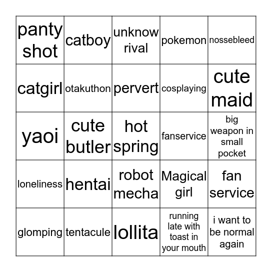 Otakuthon 2015 bingo cards Bingo Card