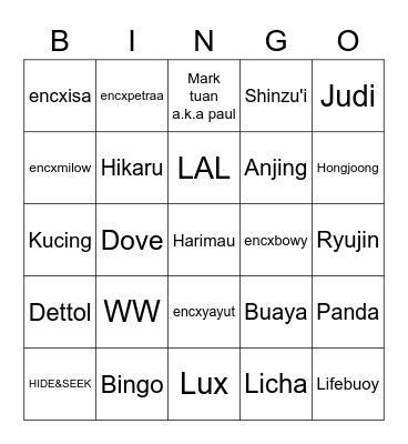 Hikaruuww Bingo Card
