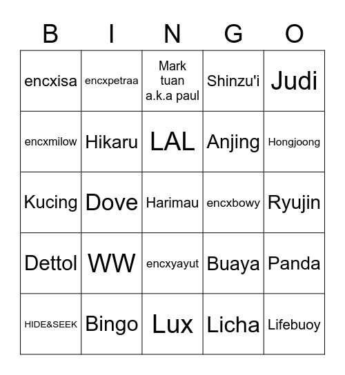 Hikaruuww Bingo Card