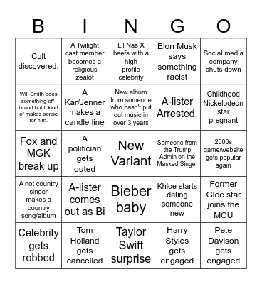 2022 Bingo Card