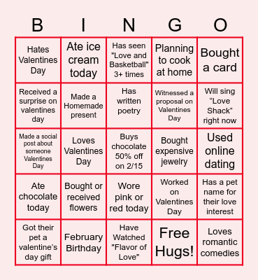 Sighthound Virtual Valentine's Day Bingo Card