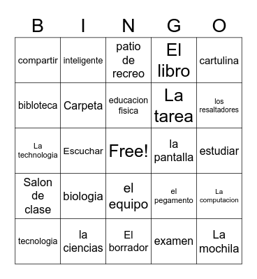Colegio Bingo Card