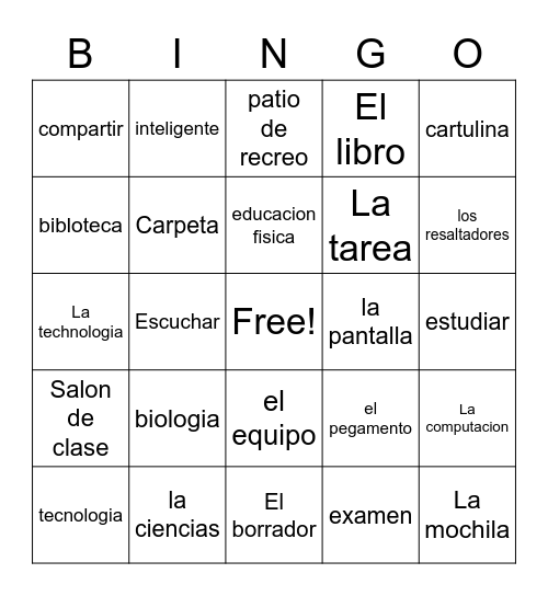 Colegio Bingo Card