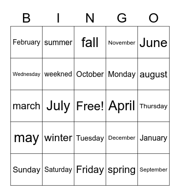 la escuela Bingo Card