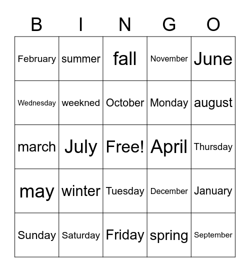 la escuela Bingo Card