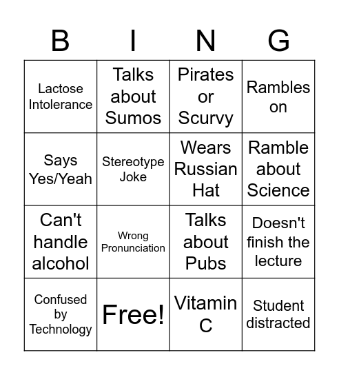 Wei Jun Bingo Card