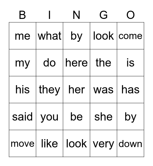 Sight Words #3 Bingo Card