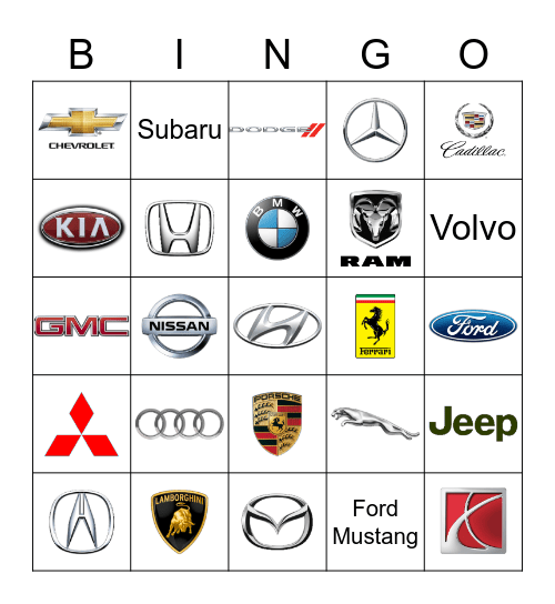 Emblems of Cars Bingo Card