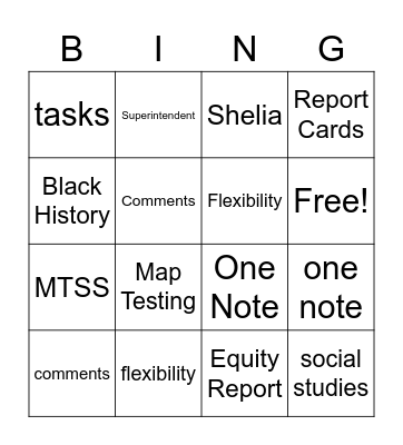 S.B.A.E. Bingo Card