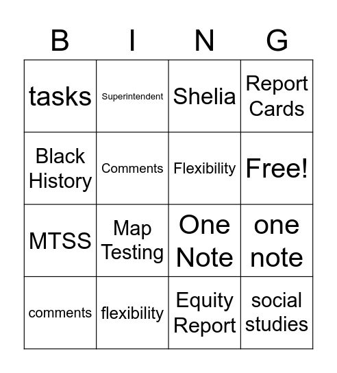 S.B.A.E. Bingo Card