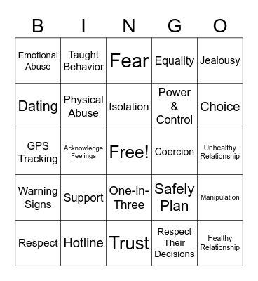 TDV Bingo Card