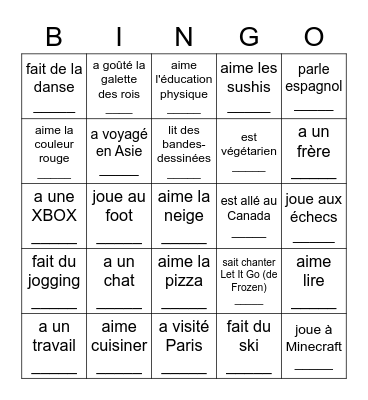 Trouve quelqu'un qui... Bingo Card