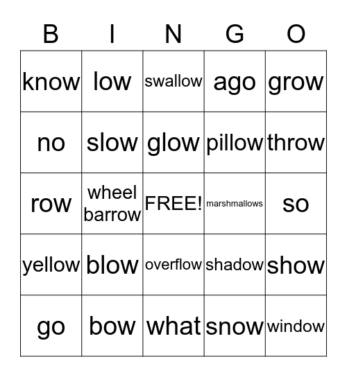 ow words Bingo Card