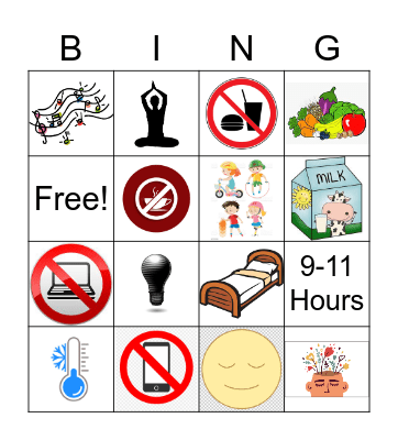 Sleep Bingo Card