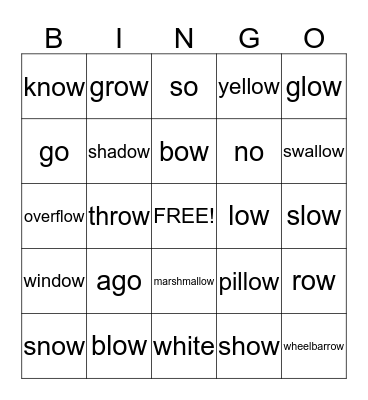 ow words Bingo Card