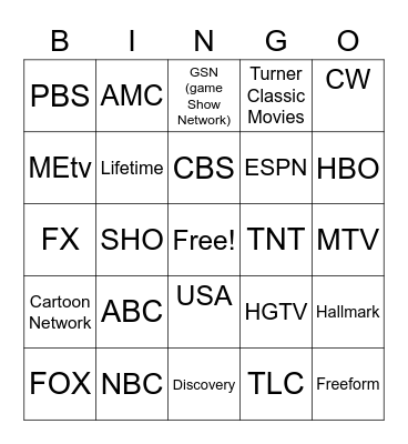 TV Bingo Card