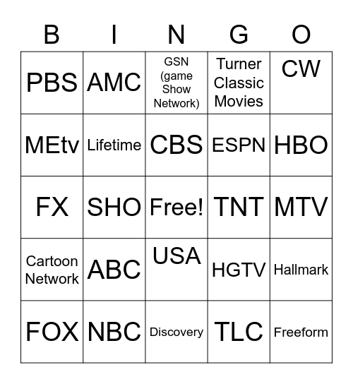 TV Bingo Card