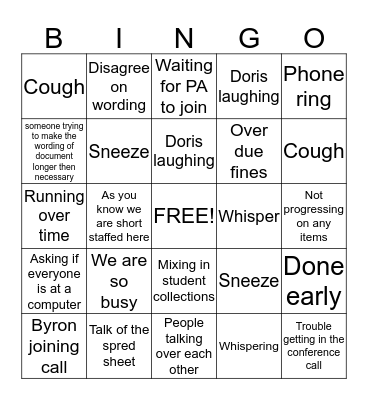 Vendor Call Bingo Card