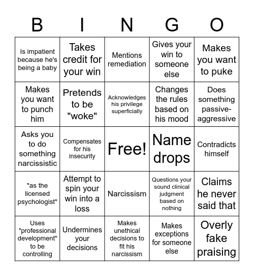 Baby Davey Bingo Card