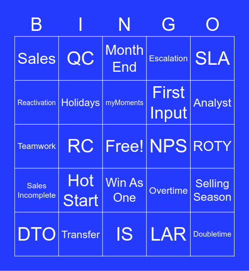 Year End Bingo Card