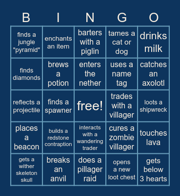 ttv/TheWhiteShadowC Minecraft Hardcore Bingo Card