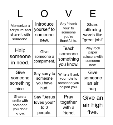 Love Bingo Card