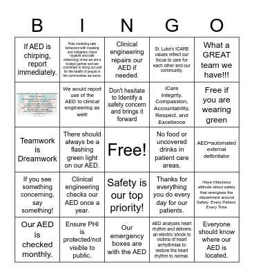 SAFETY FIRST Bingo Card