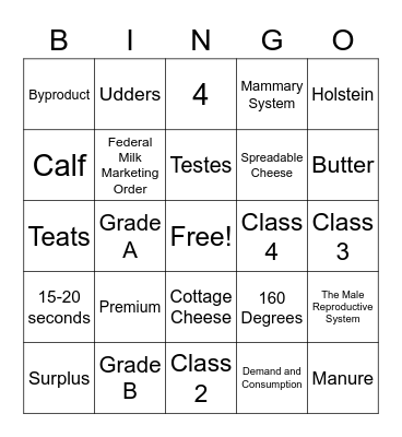 Marketing Milk Bingo Card