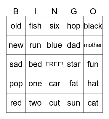 Dr. Seuss-One Fish, two fish, red fish,blue fish Bingo Card