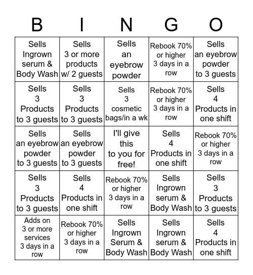 EUROPEAN WAX CENTER Bingo Card