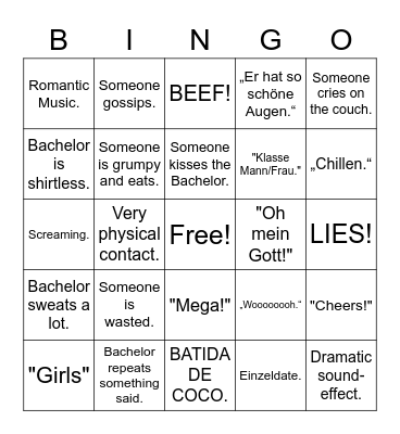 Bachelor 2022 Bingo Card