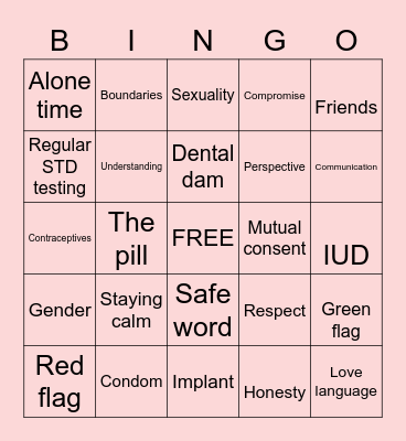 Condom BINGO Card