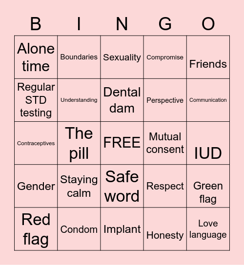 Condom BINGO Card